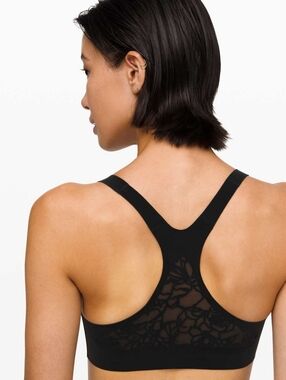 Lululemon Regenerate Bra Racerback Padded Black Floral Lace Size Large